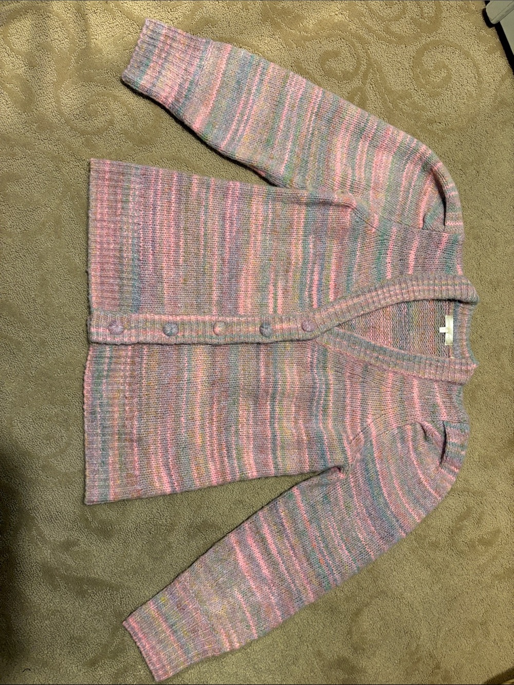 LoveShackFancy Pastel Stripe Knit Cardigan - Pink, Blue, Cream